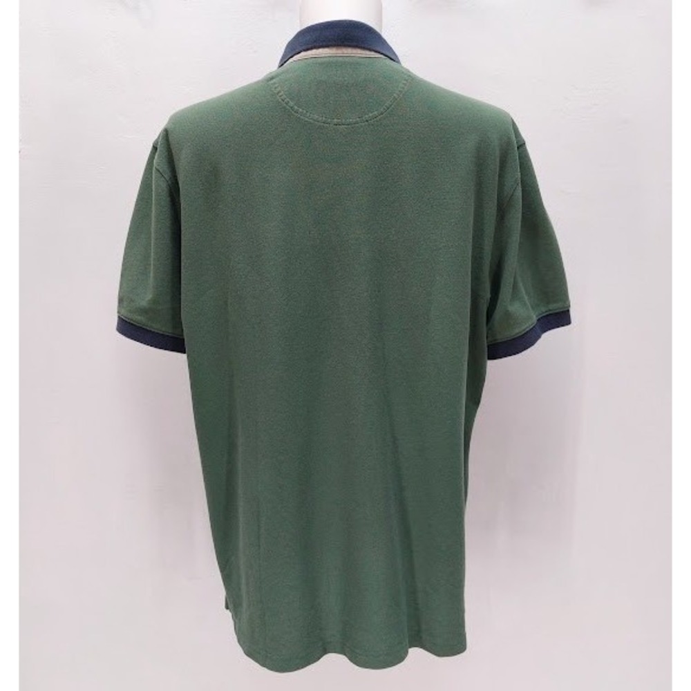 LL Bean Casco Bay Polo Mens Short Sleeve Large Green Navy Contrast Pique Cotton - Picture 3 of 8